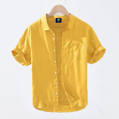 Men's Half Sleeve Yellow Color Shirt. [Only Shirt]