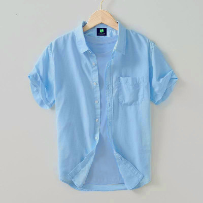 Men's Half-Sleeve Sky Color Shirt. [Only Shirt]