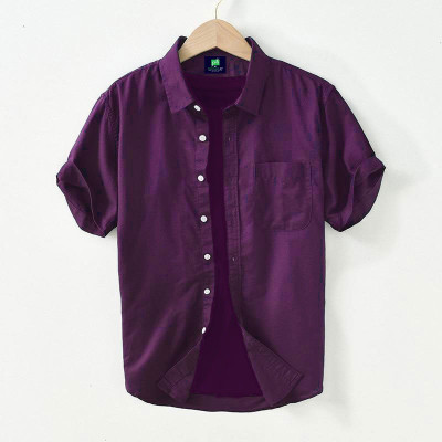 Men's Half-Sleeve Purple Color Shirt. [Only Shirt]