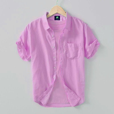 Men's Half-Sleeve Pink Color Shirt. [Only Shirt]