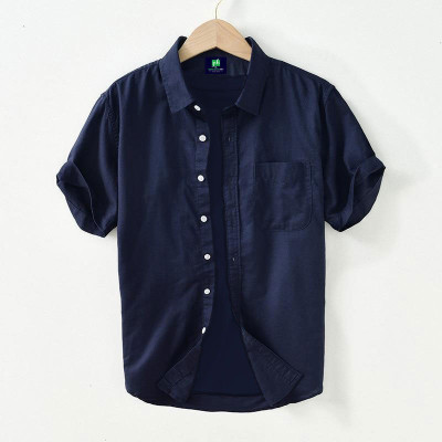 Men's Half-Sleeve Navy Blue Color Shirt. [Only Shirt]