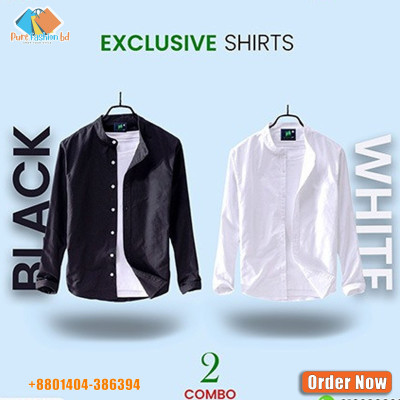 Men's Premium Quality Band collar 2 Pics Combo Pack, Full Sleeve  Shirt [Only Shirt]