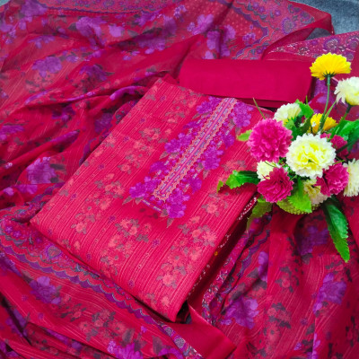 Premium Quality Kashmiri Cotton Printed Unstitched Three Pieces for women