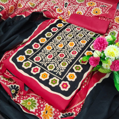 Premium Quality Kashmiri Cotton Printed Unstitched Three Pieces