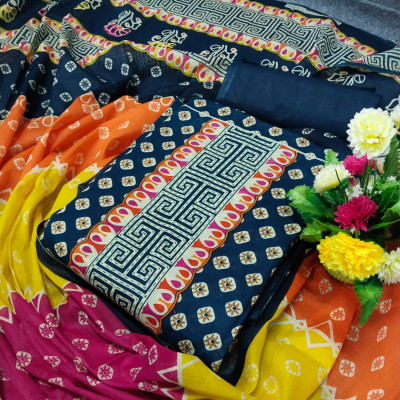 Premium Quality Kashmiri Cotton Printed Unstitched Three Pieces