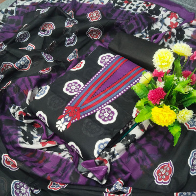 Premium Quality Kashmiri Cotton Printed Unstitched Three Pieces