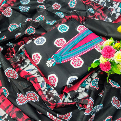 Premium Quality Kashmiri Cotton Printed Unstitched Three Pieces