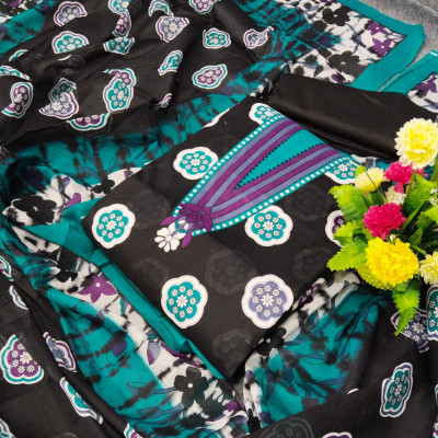 Premium Quality Kashmiri Cotton Printed Unstitched Three Pieces