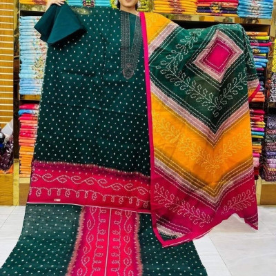 Premuim Quality Kashmiri Cotton Printed Unstitched Three Pieces for Women