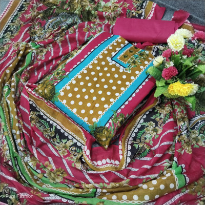 New Exclusive Kashmiri Cotton Unstitched Three Piece