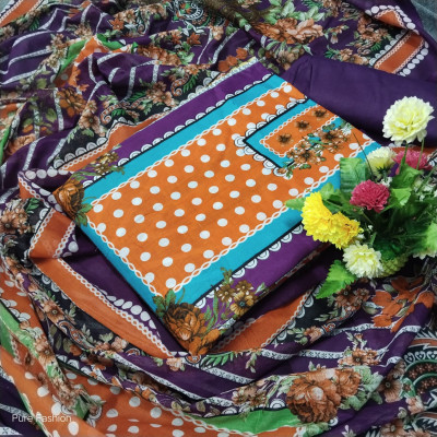 New Exclusive Kashmiri Cotton Unstitched Three Piece