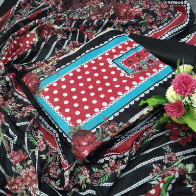 New Exclusive Kashmiri Cotton Unstitched Three Piece