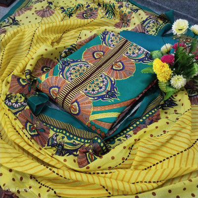 New Exclusive Kashmiri Cotton Unstitched Three Piece