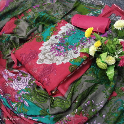 New Exclusive Kashmiri Cotton Unstitched Three Piece