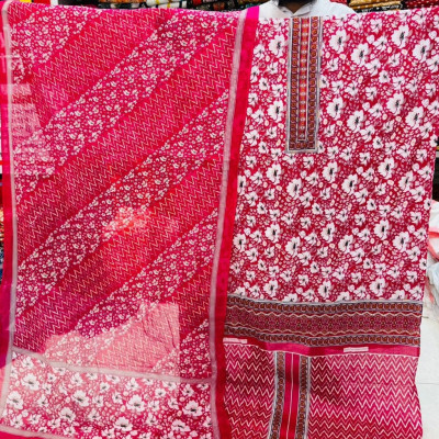 High Quality Kashmiri Cotton Printed Unstitched Three Pieces for Women
