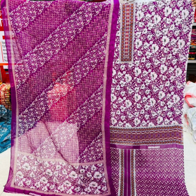 High Quality Kashmiri Cotton Printed Unstitched Three Pieces for Women