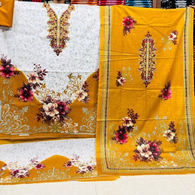 New Kashmiri Cotton Three Piece – Unstitched Dress