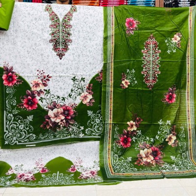 New Kashmiri Cotton Three Piece – Unstitched Dress