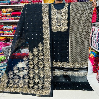 Trendy Kashmiri Cotton Three Piece – Unstitched Dress