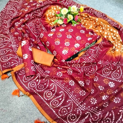 আনস্টিচ প্রিমিয়াম ন্যাচারাল বাটিক নাকফুল ডিজাইন থ্রি-পিস। Unstitched Dress For Women
