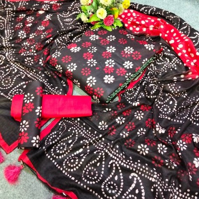 আনস্টিচ প্রিমিয়াম ন্যাচারাল বাটিক নাকফুল ডিজাইন থ্রি-পিস। Unstitched Dress For Women